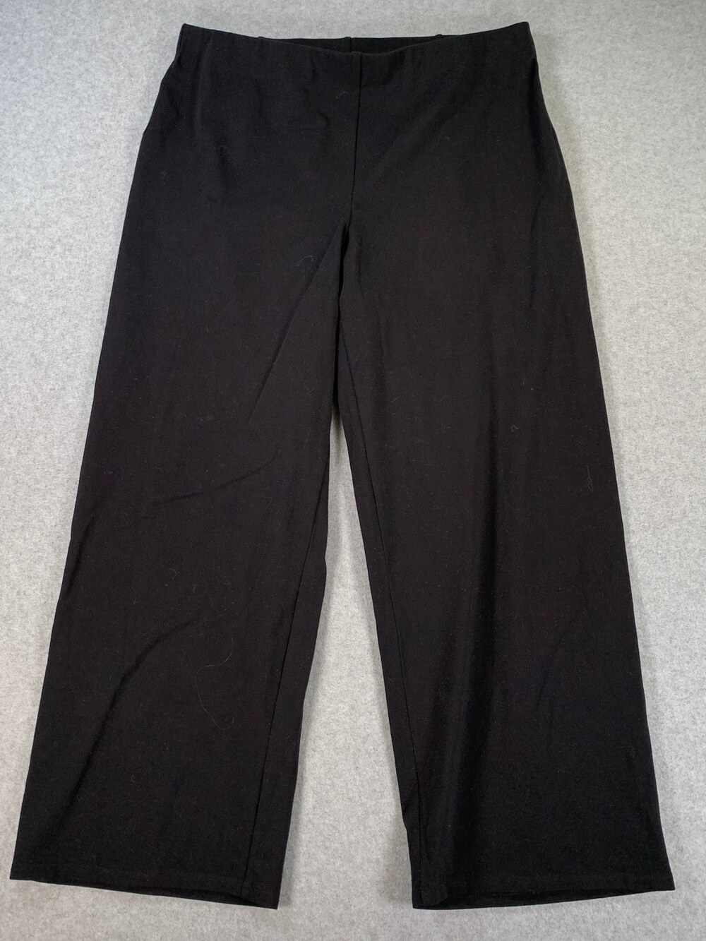 Eileen Fisher Wide-Leg Trouser Pant Black Stretch Knit Women's Size Small